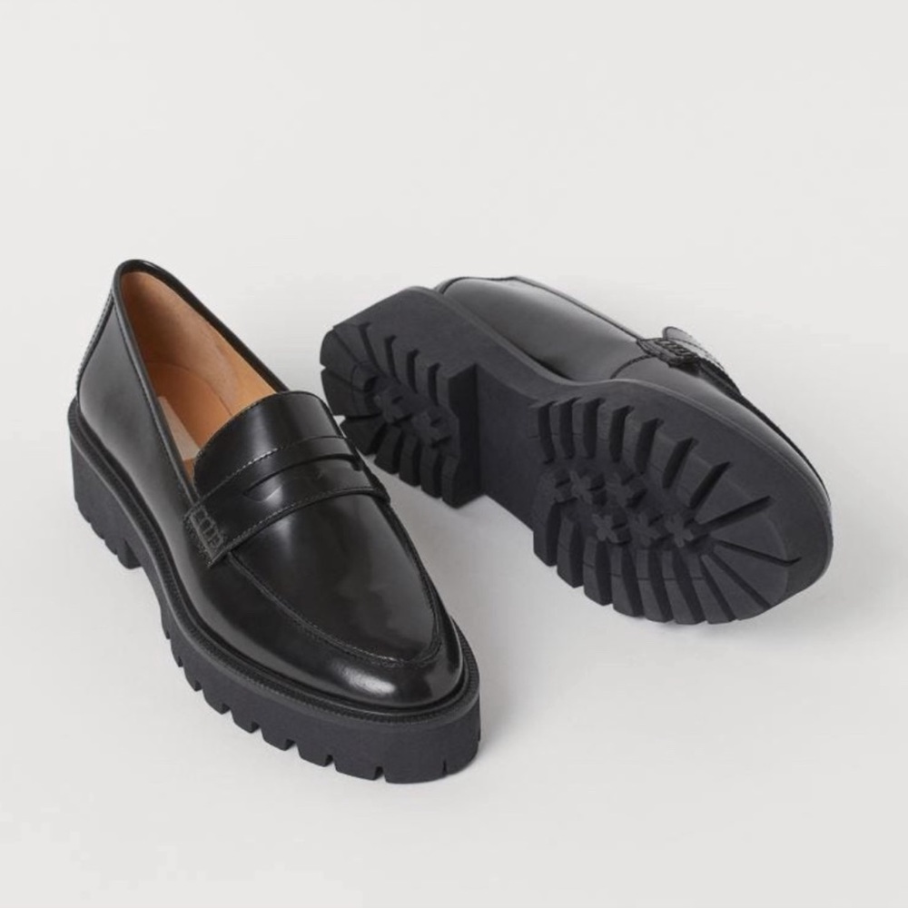 H&M Premium Selection Real Chunky Lug Sole Leather Loafers 37